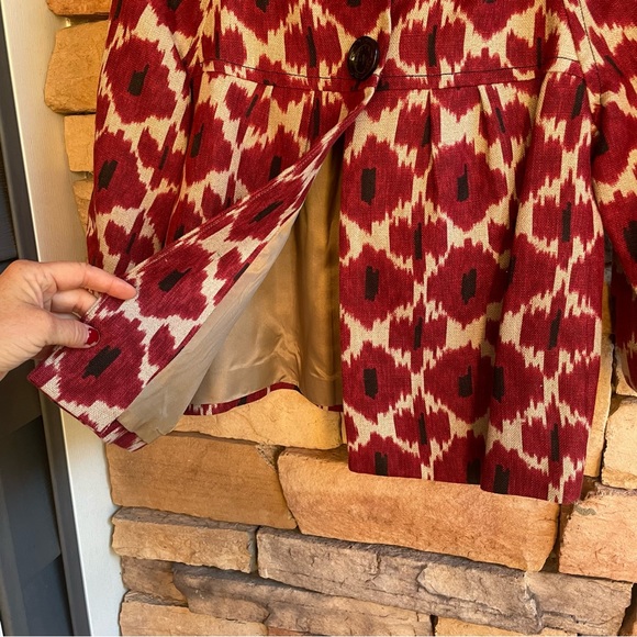 Michael Kors red tan linen 3/4 sleeve jacket Like New Medium - Picture 11 of 14